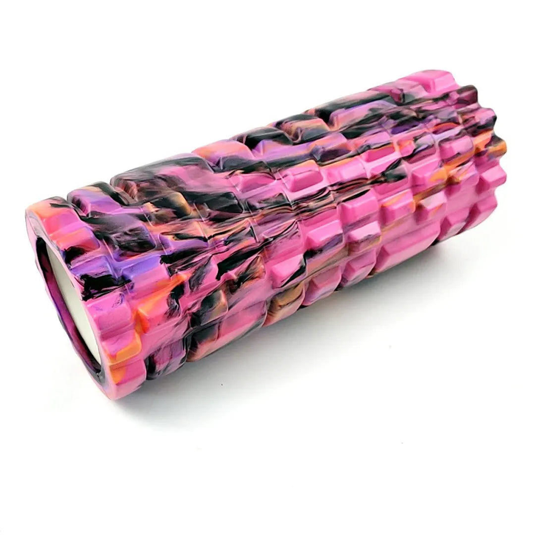 33cm camouflage pattern EVA foam roller showing classic colour combinations including blue green yellow and rose red black designs