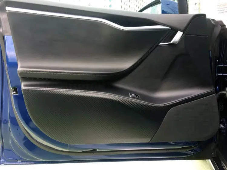 Carbon fibre protective film for Tesla Model S door controls, 4-piece adhesive set