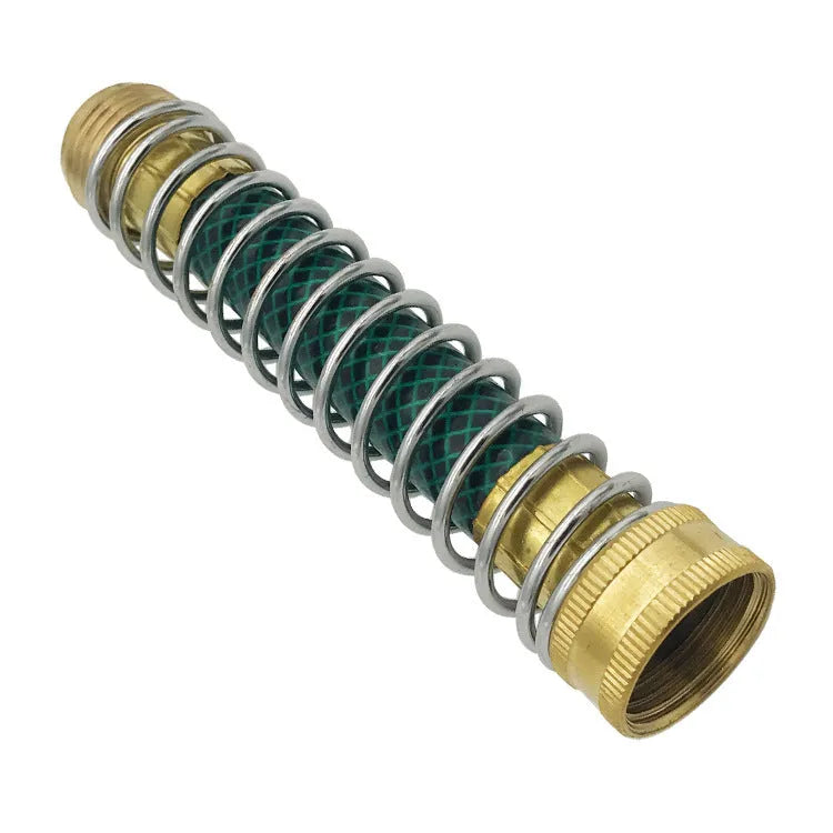 15 cm garden spring hose connector with brass threaded joint and spiral spring for pipe protection