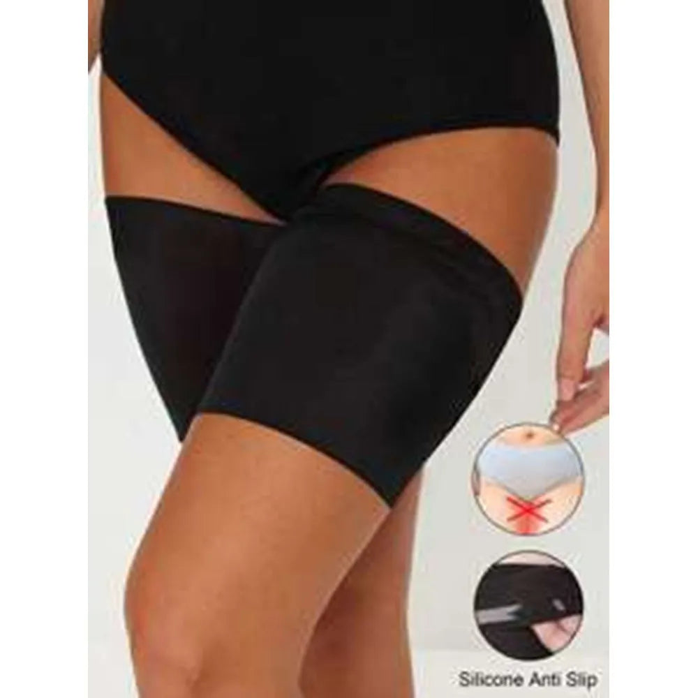 Women's anti-friction silicone thigh strap in black nylon for running and fitness equipment use