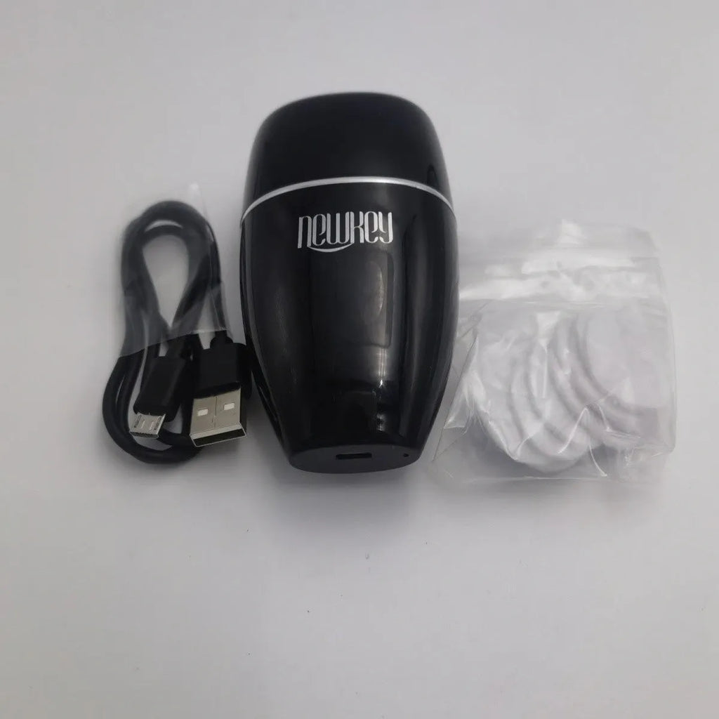 Black electric silicone lip plumper device with USB charging cable