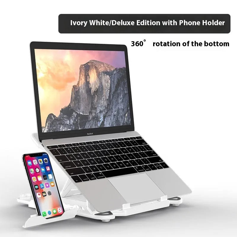 Black ABS plastic laptop bracket stand showing 22mm clearance height and 300mm width