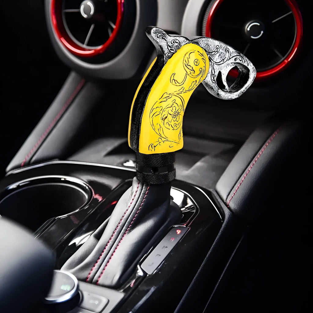 Silver resin hanging gear lever with a smooth finish for universal car modification use