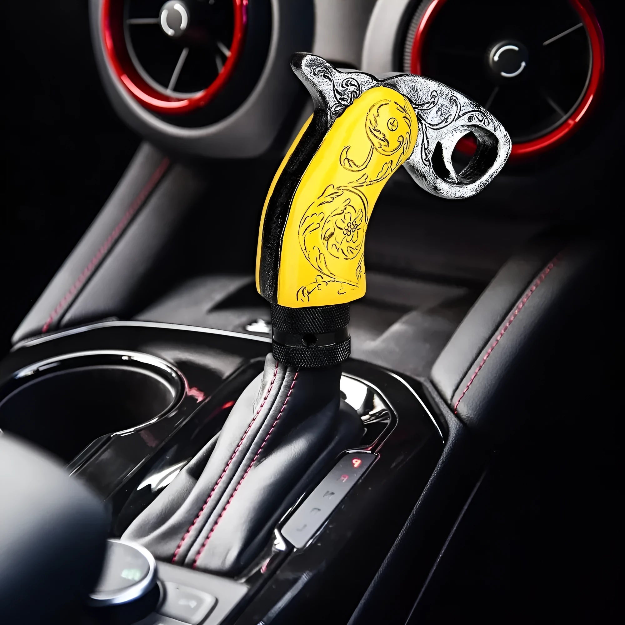Silver resin hanging gear lever with a smooth finish for universal car modification use