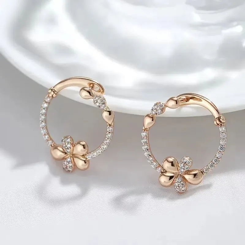 Round ring geometric earrings for women in electroplated copper colour EK13286-FD-01