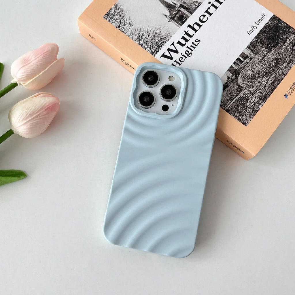 Niche pure colour TPU phone case with water ripple pattern in corrugated black for iPhone 12 Pro Max