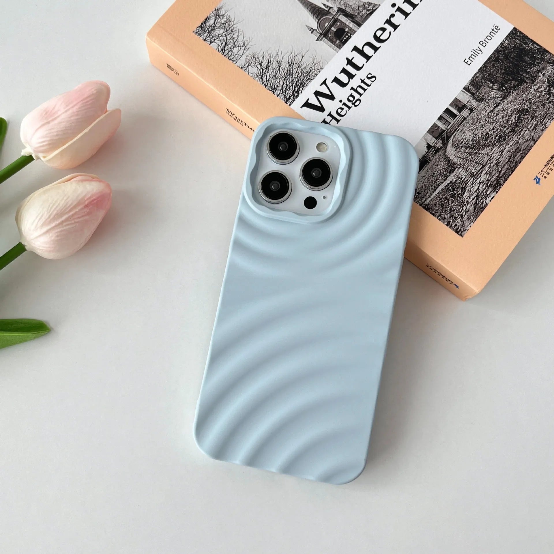 Niche pure colour TPU phone case with water ripple pattern in corrugated black for iPhone 12 Pro Max