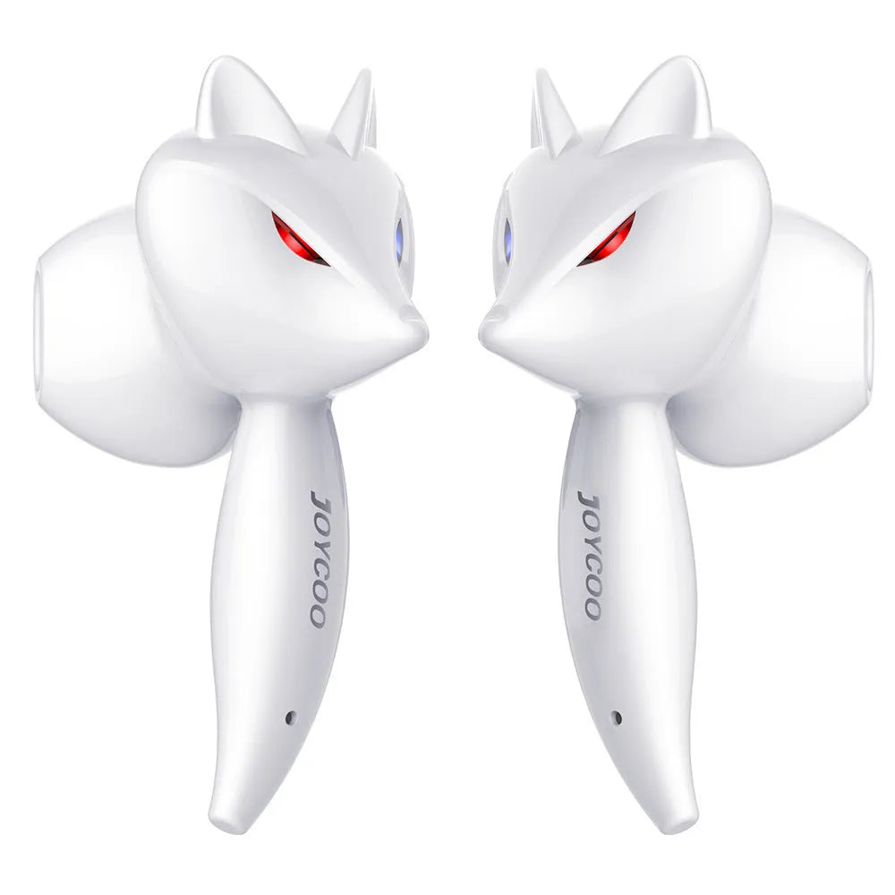 Cartoon fox Bluetooth wireless headset in red with double stereo earbuds