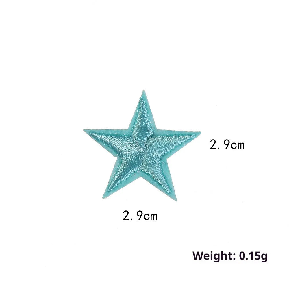 Five-pointed star embroidery label cloth stickers in assorted colours for clothing decoration