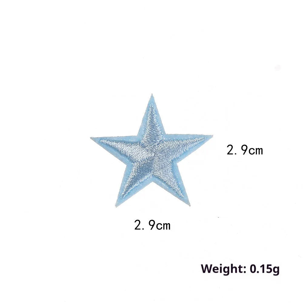 Five-pointed star embroidery label cloth stickers in assorted colours for clothing decoration