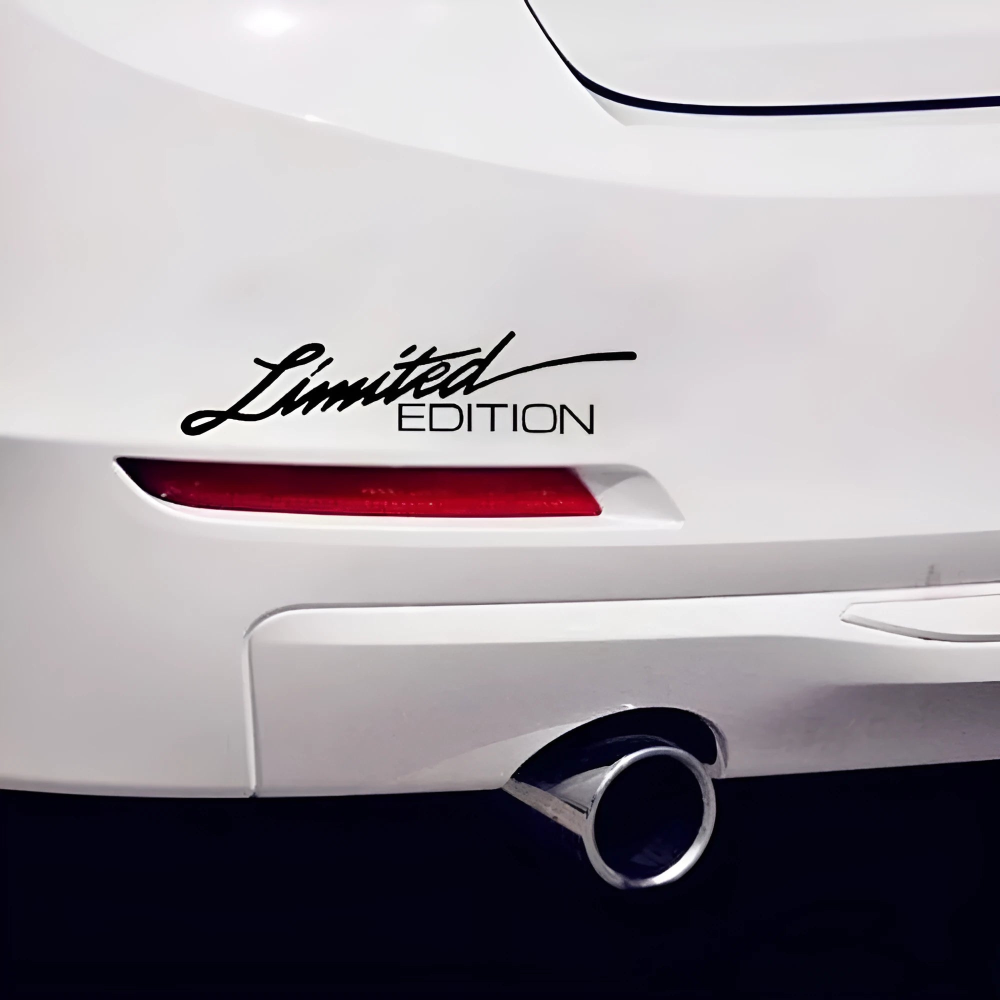 Reflective English plastic bumper sticker in black, white, or colourful, measuring 16cm long.