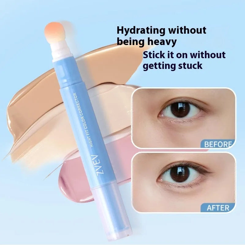 Concealer cream tube with sponge brush applicator in 1.5g size showing three colour options