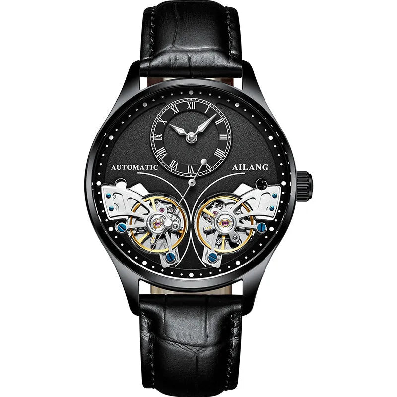 Automatic men's watch with tourbillon and moon phase complications in titanium case