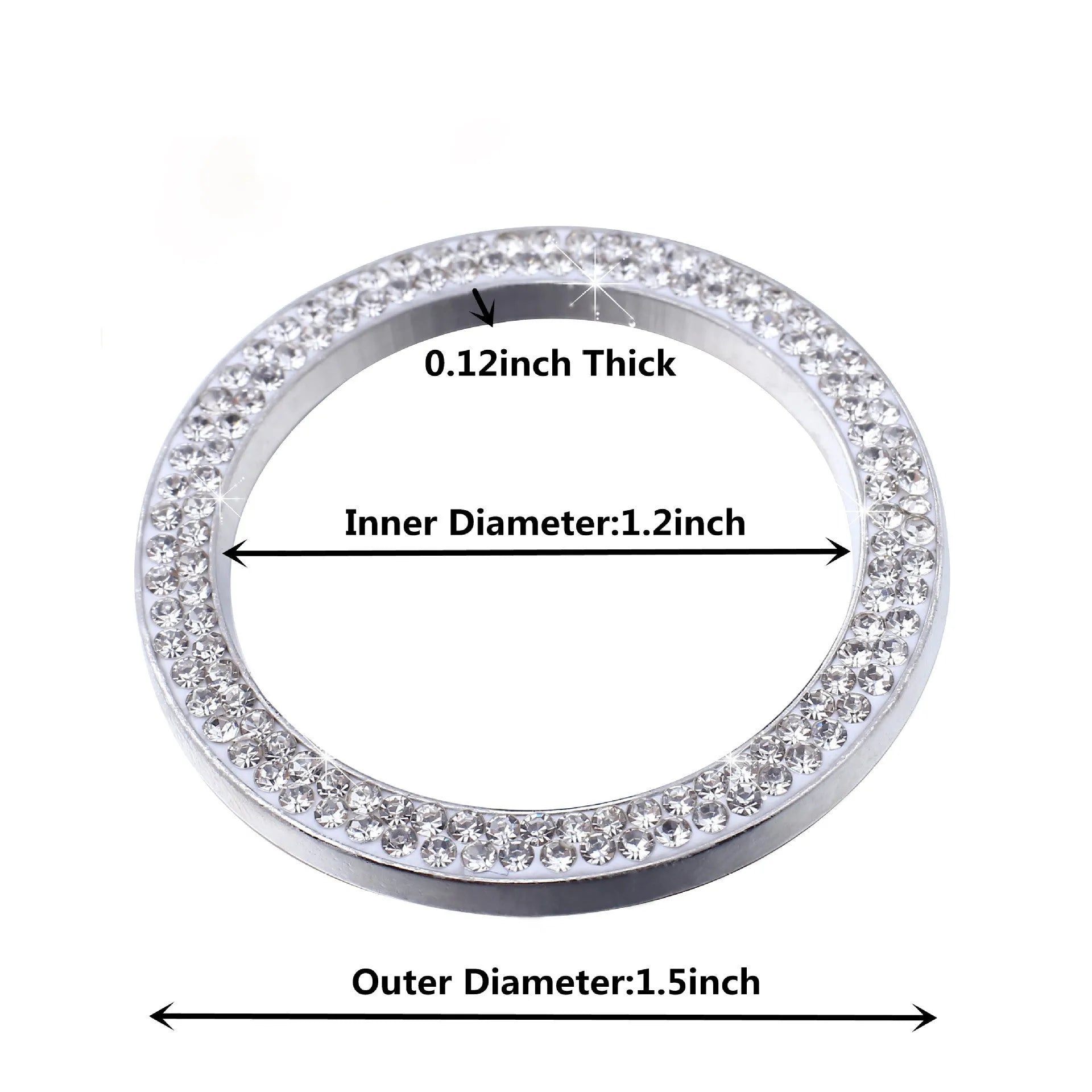 Diamond-encrusted car one-button start decorative ring sticker in pink with rhinestones on a car start button