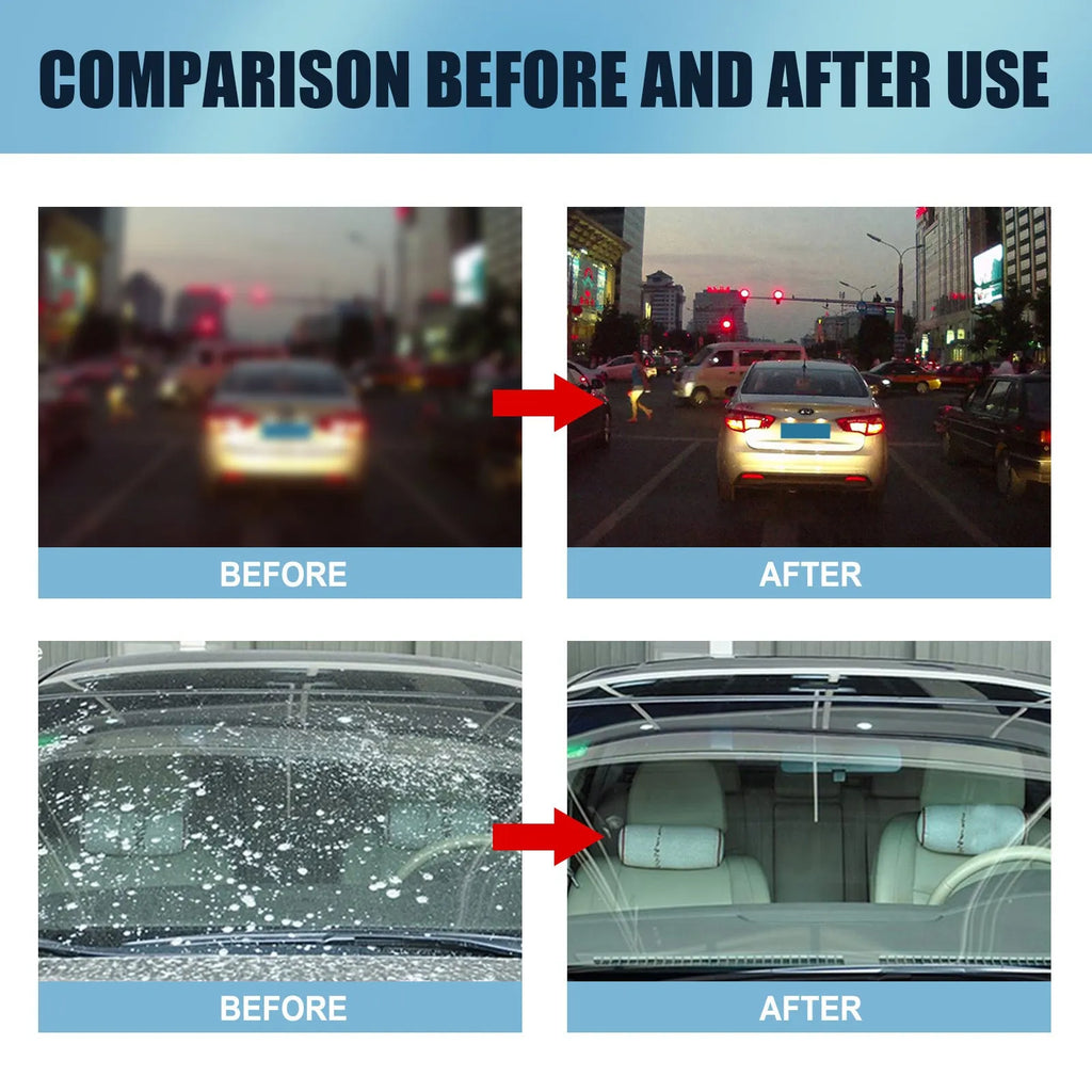 Blue car glass oil film remover tube and sponge applicator for cleaning windshields and windows
