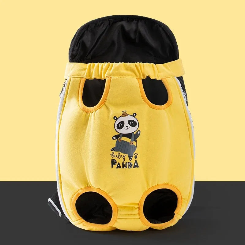 Cartoon animal pattern pet chest bag with soft canvas construction and ribbon detailing