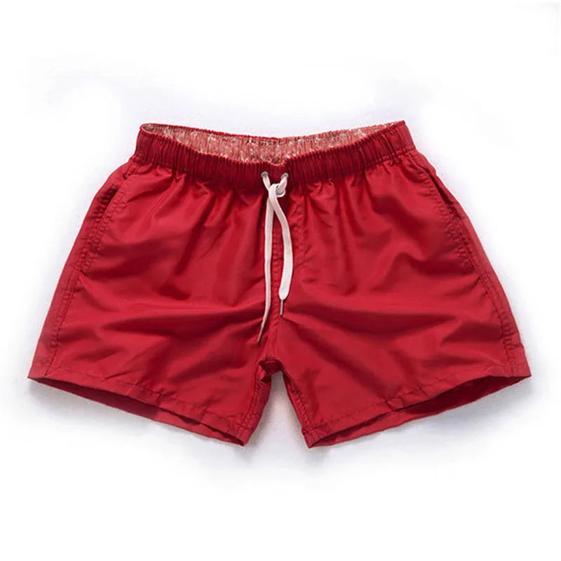Men's straight leg beach shorts in multiple colours with grinding process polyester fabric