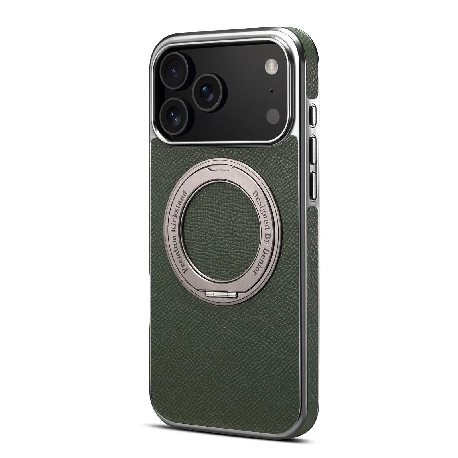 Denior genuine leather electroplating magnetic phone case with bracket for Apple iPhone