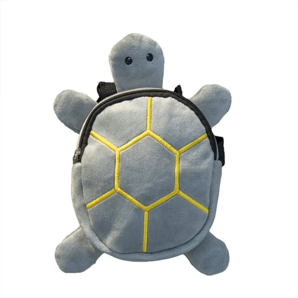 Turtle-shaped dog backpack harness vest in velvet with metal zipper, dimensions 20 x 18cm