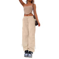 Straight leg multi-pocket cargo trousers in polyester fabric, shown in a neutral colour with visible cargo pockets.