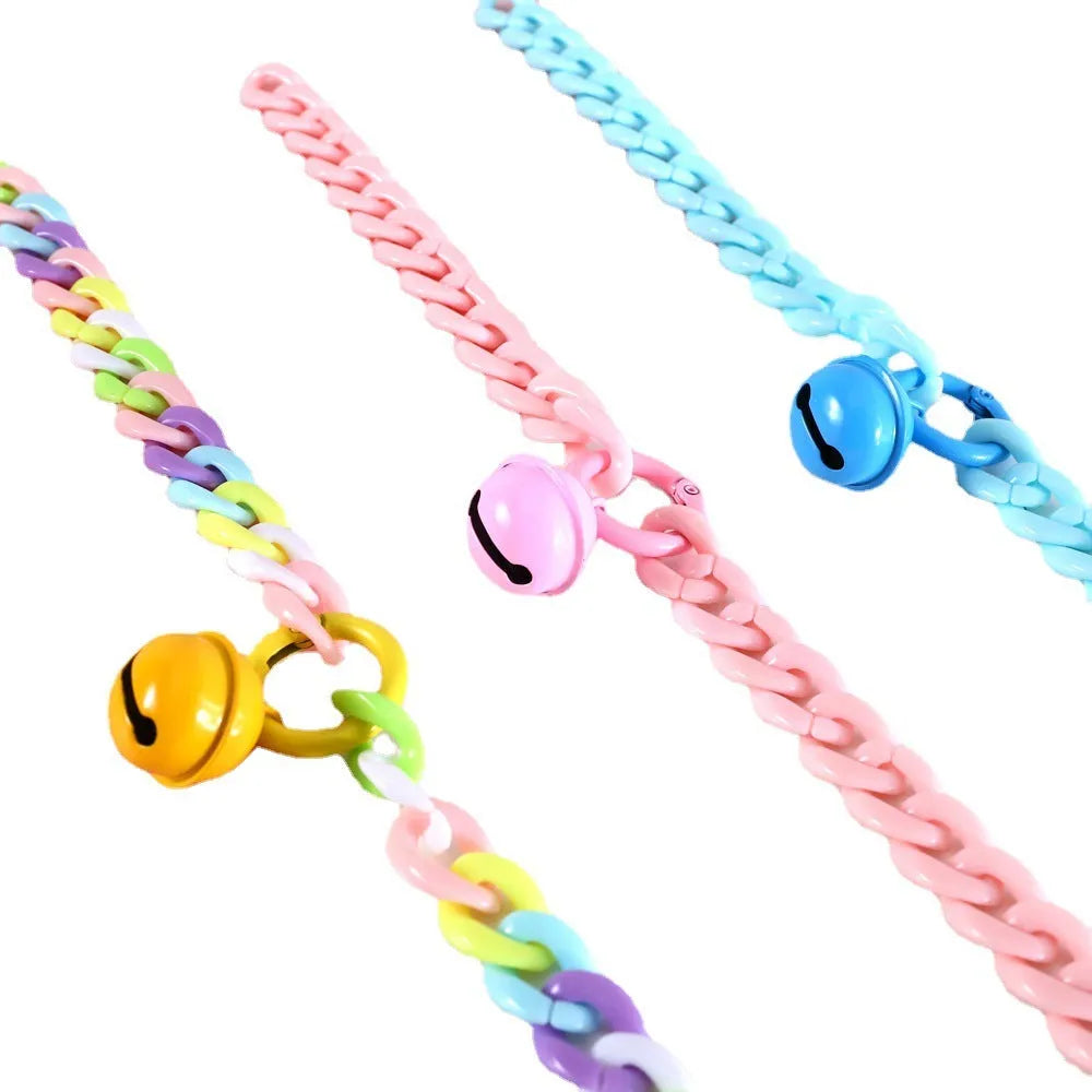 Macaron candy colour plastic pet collar for cats dogs rabbits on a white background