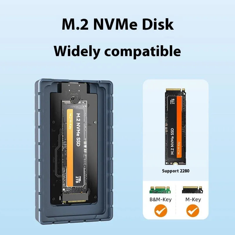 USB4 hard disk enclosure aluminium alloy case for M.2 NVMe solid state drive external storage