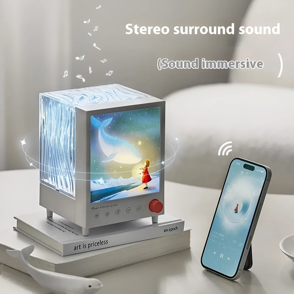 Atmosphere projection lamp displaying star sea whale light pattern with Bluetooth connectivity