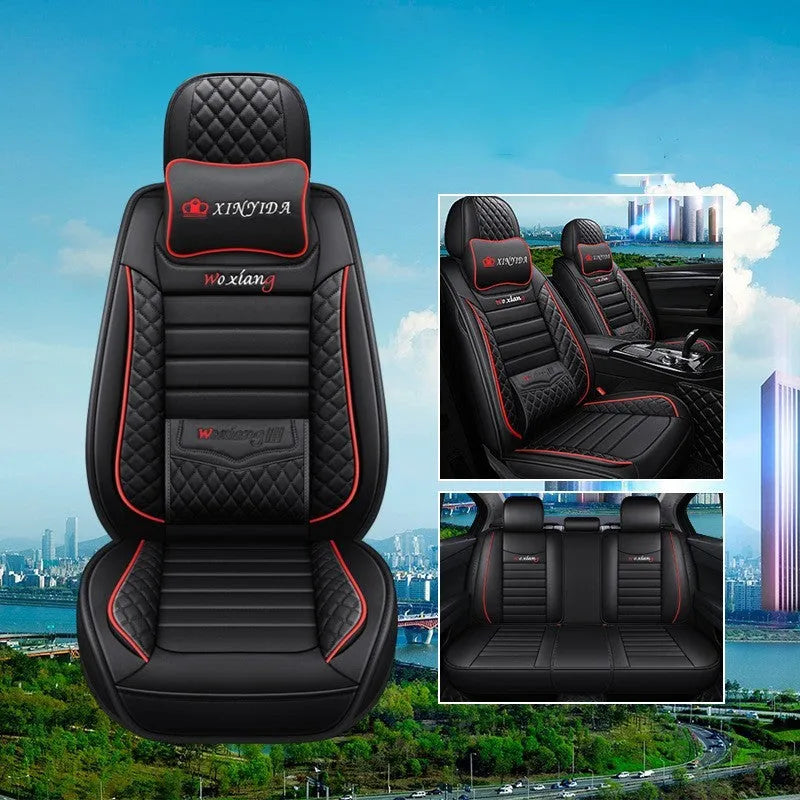 Red leather car seat cushion with high-elasticity sponge filler on a car seat.