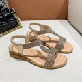 Women's patent leather beach sandals with rhinestones in black, gold or silver colours