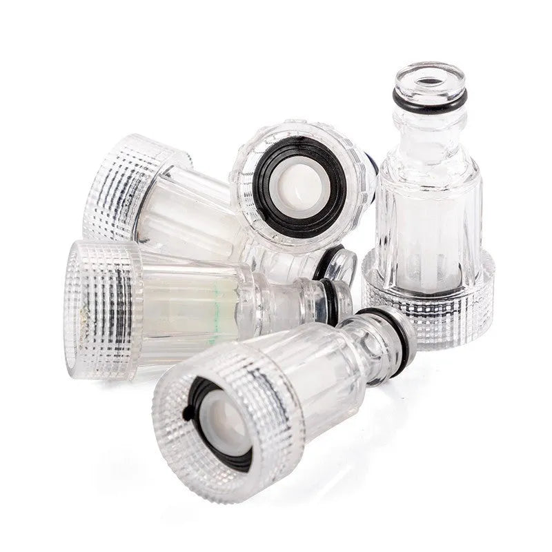Transparent plastic inlet joint with filter screen for Karcher K2 to K7 pressure washers