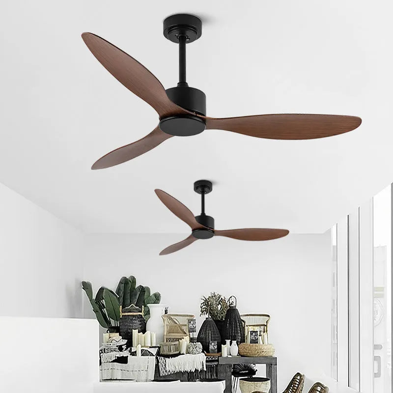 Nordic industrial ceiling fan without light, 42 inch blade span, black iron baking paint finish