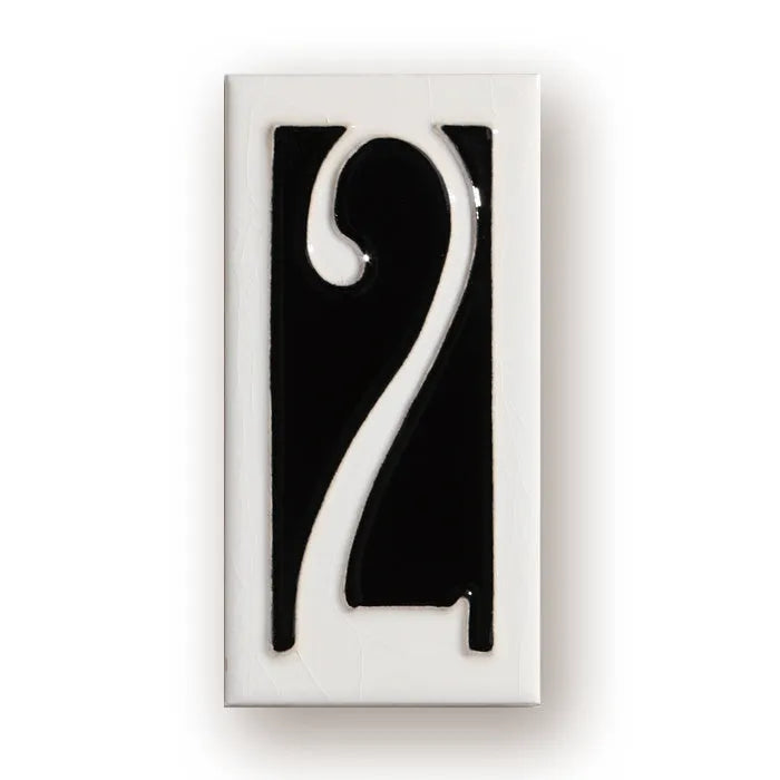 Handmade enamel art ceramic retro doorplate with number, 76 × 152mm dimensions