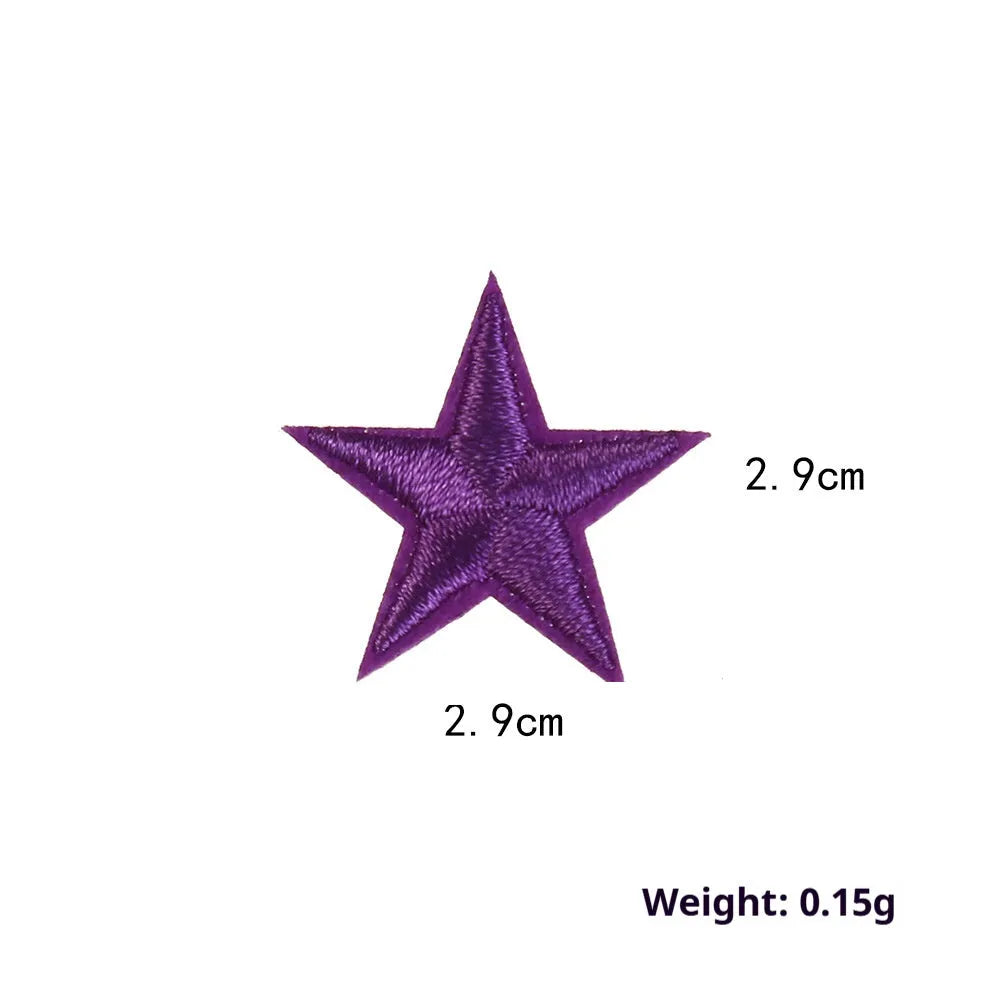 Five-pointed star embroidery label cloth stickers in assorted colours for clothing decoration