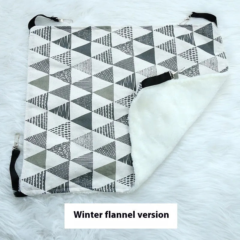 Cat fleece-lined hanging hammock in winter colour design for cage