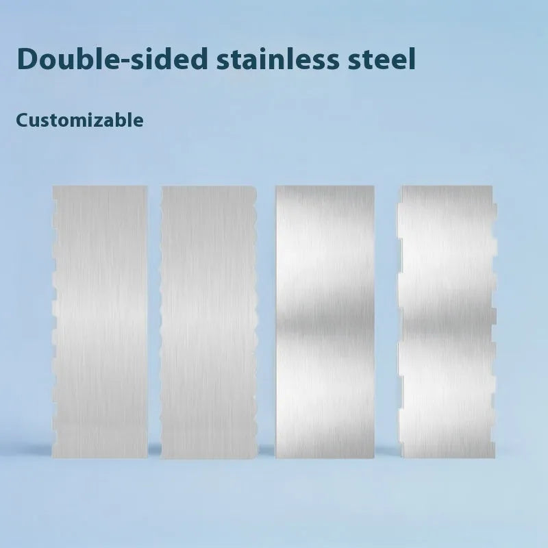 Stainless steel cream scraper with polygon pattern designs for cake decorating
