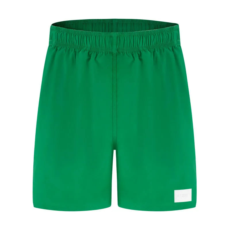 Men's solid colour quick-dry nylon casual shorts with straight leg opening