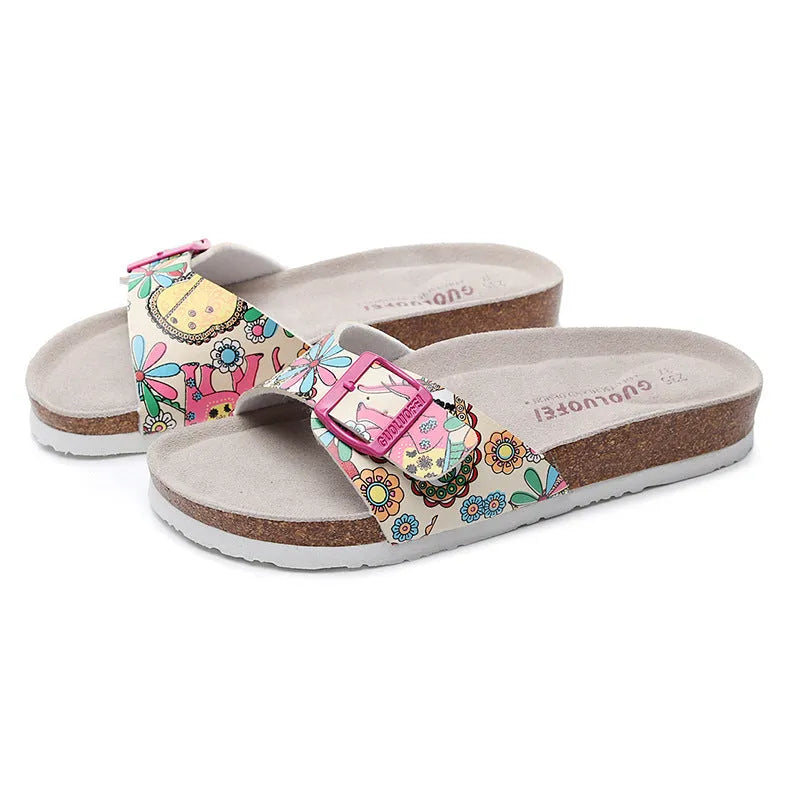 Flat non-slip beach slippers with EVA sole and artificial PU upper, available in multiple colours and sizes 35-46