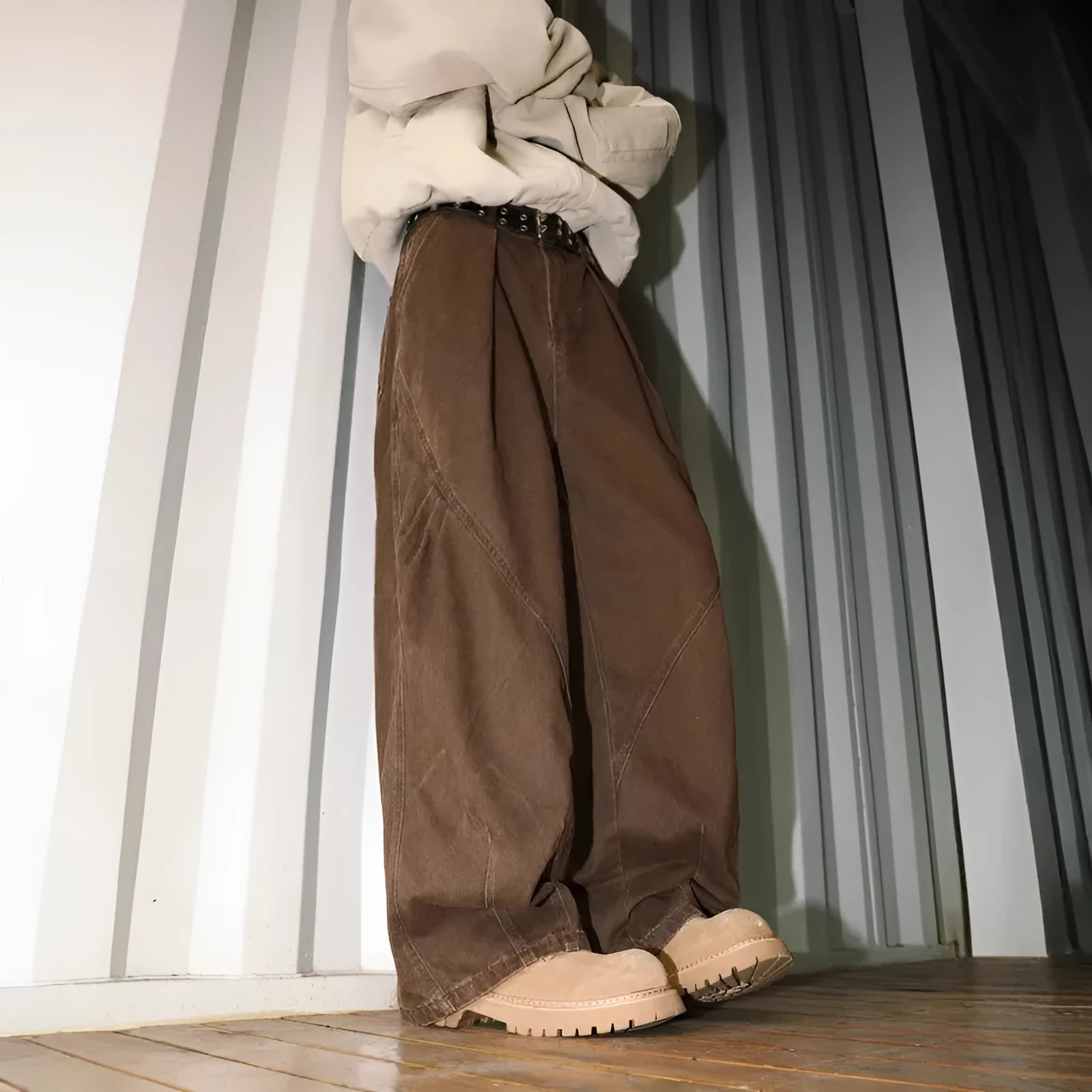 Men's pleated straight-leg trousers in black colour showing front design with micro-elastic fabric