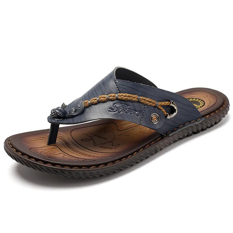 Men's non-slip lightweight slippers in four colours with PU leather uppers and wear-resistant soles