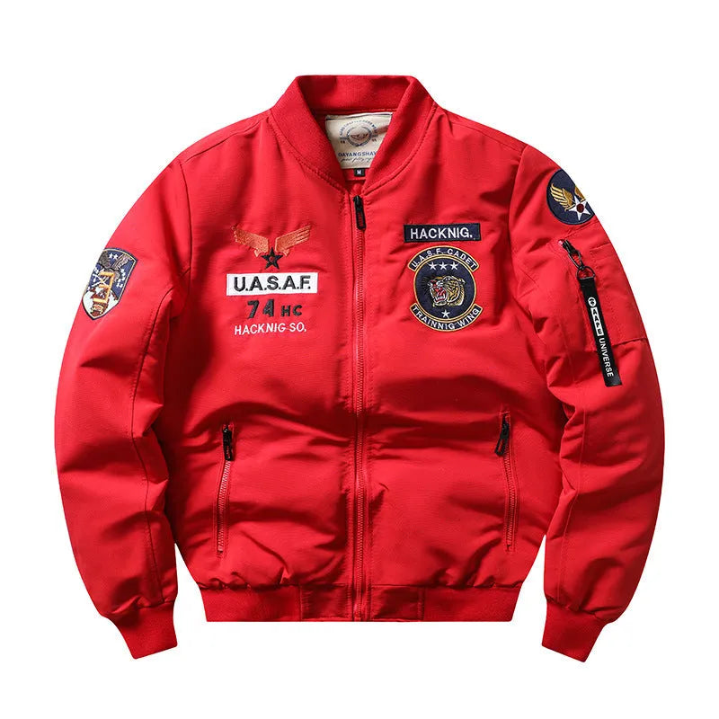 Men's slim-fit retro motorcycle coat with stand collar and cotton padding in multiple colours