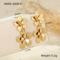 Gold flower butterfly stainless steel earrings for women with electroplated 18K finish