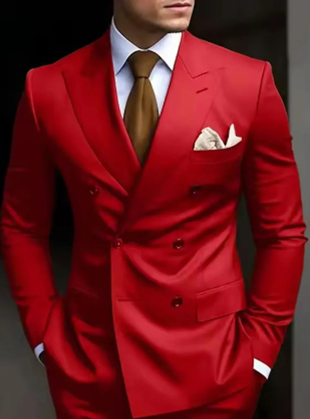 Men's gray slim fit two-piece Korean style suit jacket and pants for business or wedding