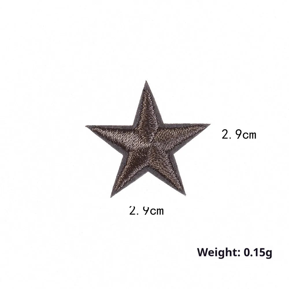 Five-pointed star embroidery label cloth stickers in assorted colours for clothing decoration