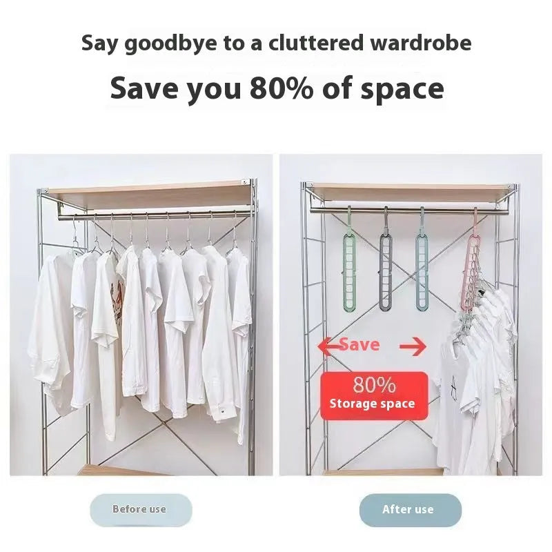 Plastic nine-hole hanger in selected colour for pant storage and folded garment organisation