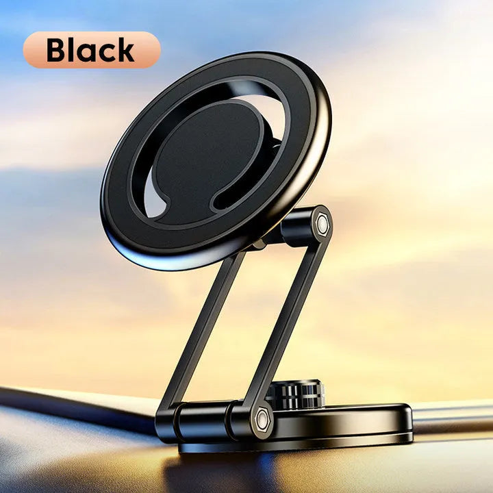 Telescopic folding car phone holder with magnetic suction in black or silver colours