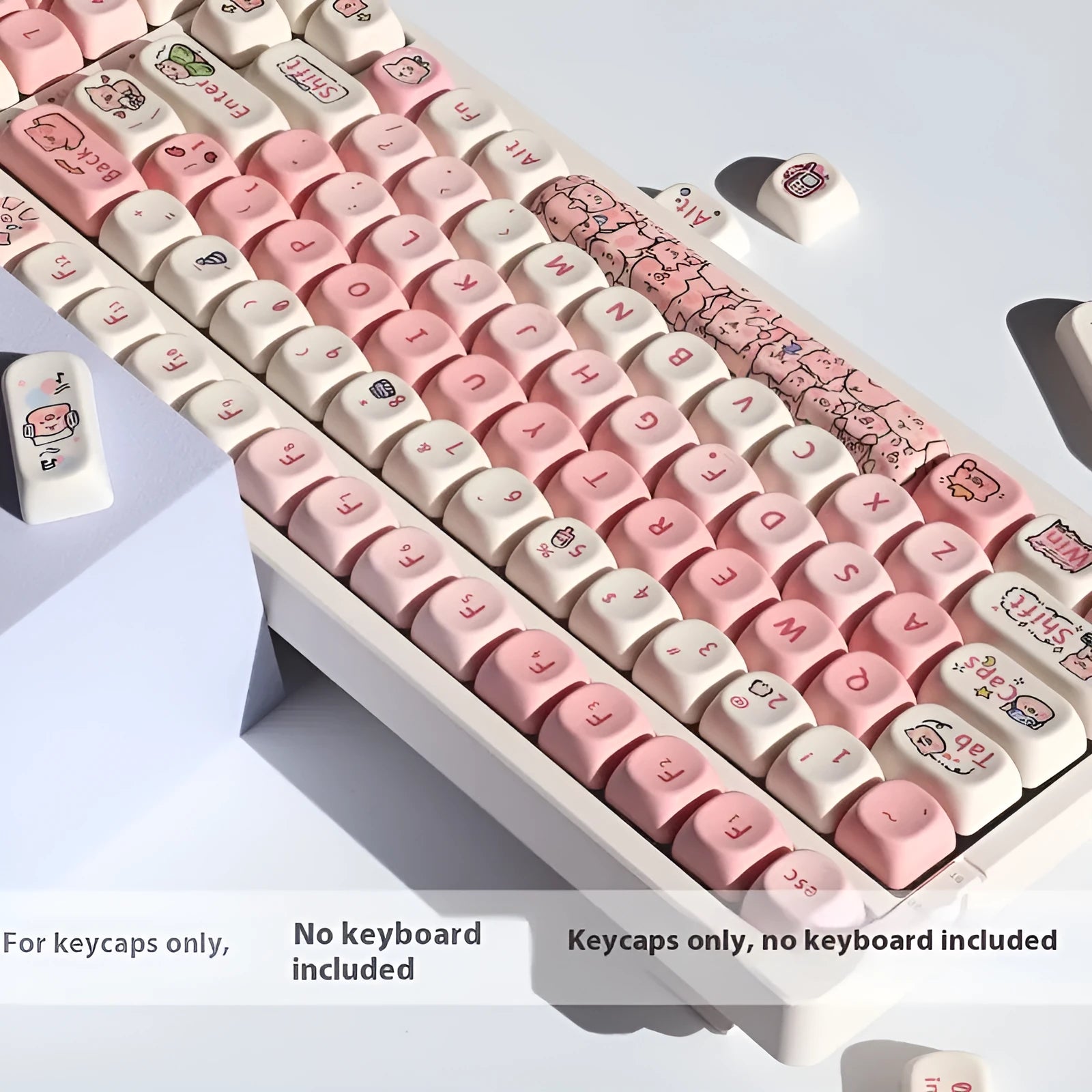 Fragrant Pig character PBT key cap set for mechanical keyboards with pink colour and five-sided sublimation printing
