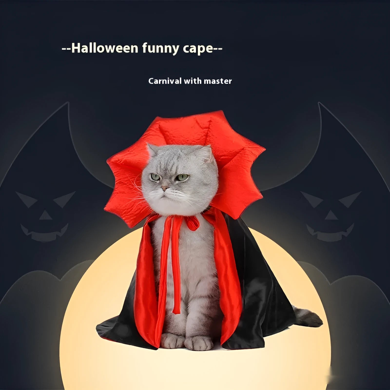 Black and red Halloween costume for small cat or dog with free-size polyester construction