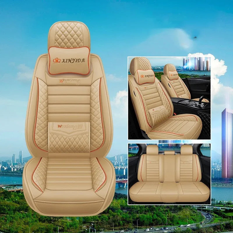 Red leather car seat cushion with high-elasticity sponge filler on a car seat.