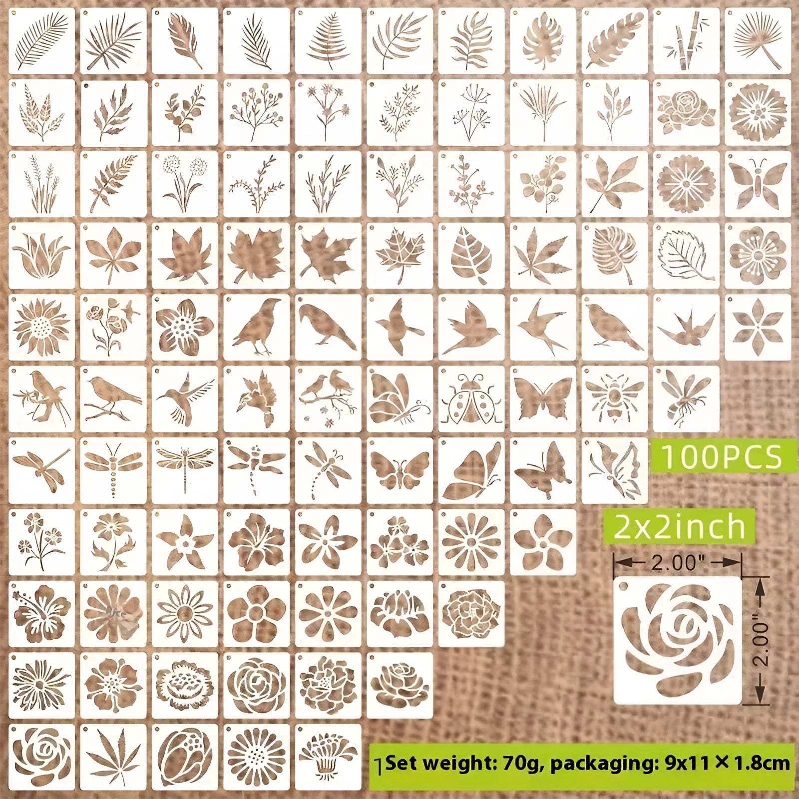 Milky white PET film spray painting stencils showing animal, Hawaii, flower, letter, ocean, bird and mandala designs
