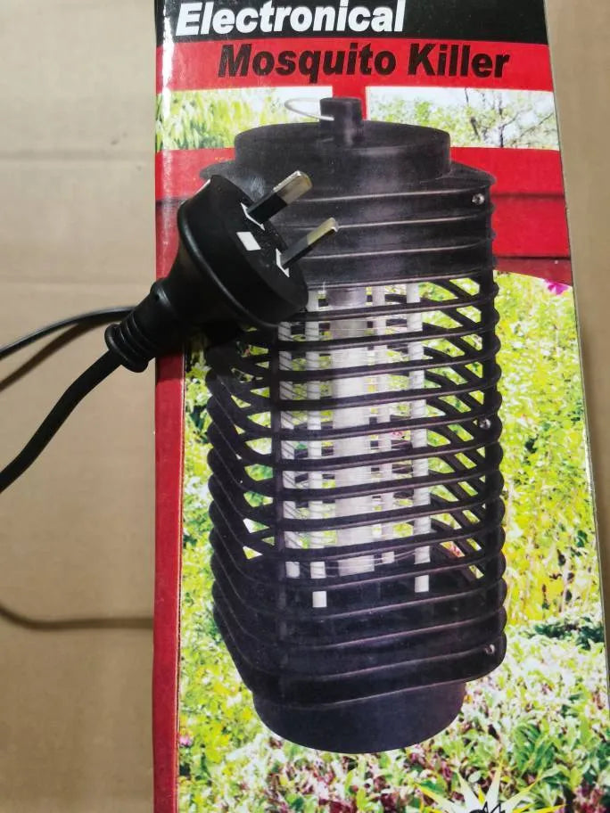 Black hanging electronic mosquito killer unit with metal grid and plastic chassis